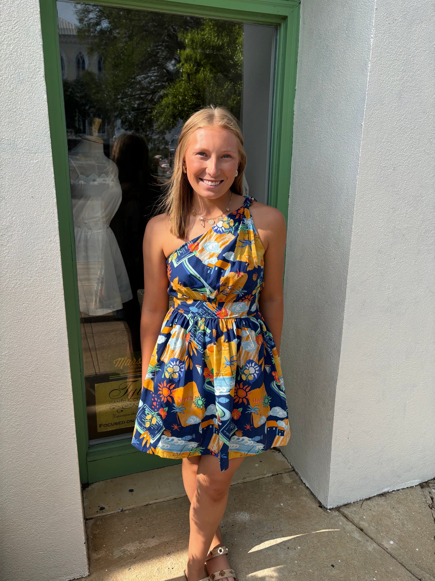 Mediterranean Escape One Shoulder Dress