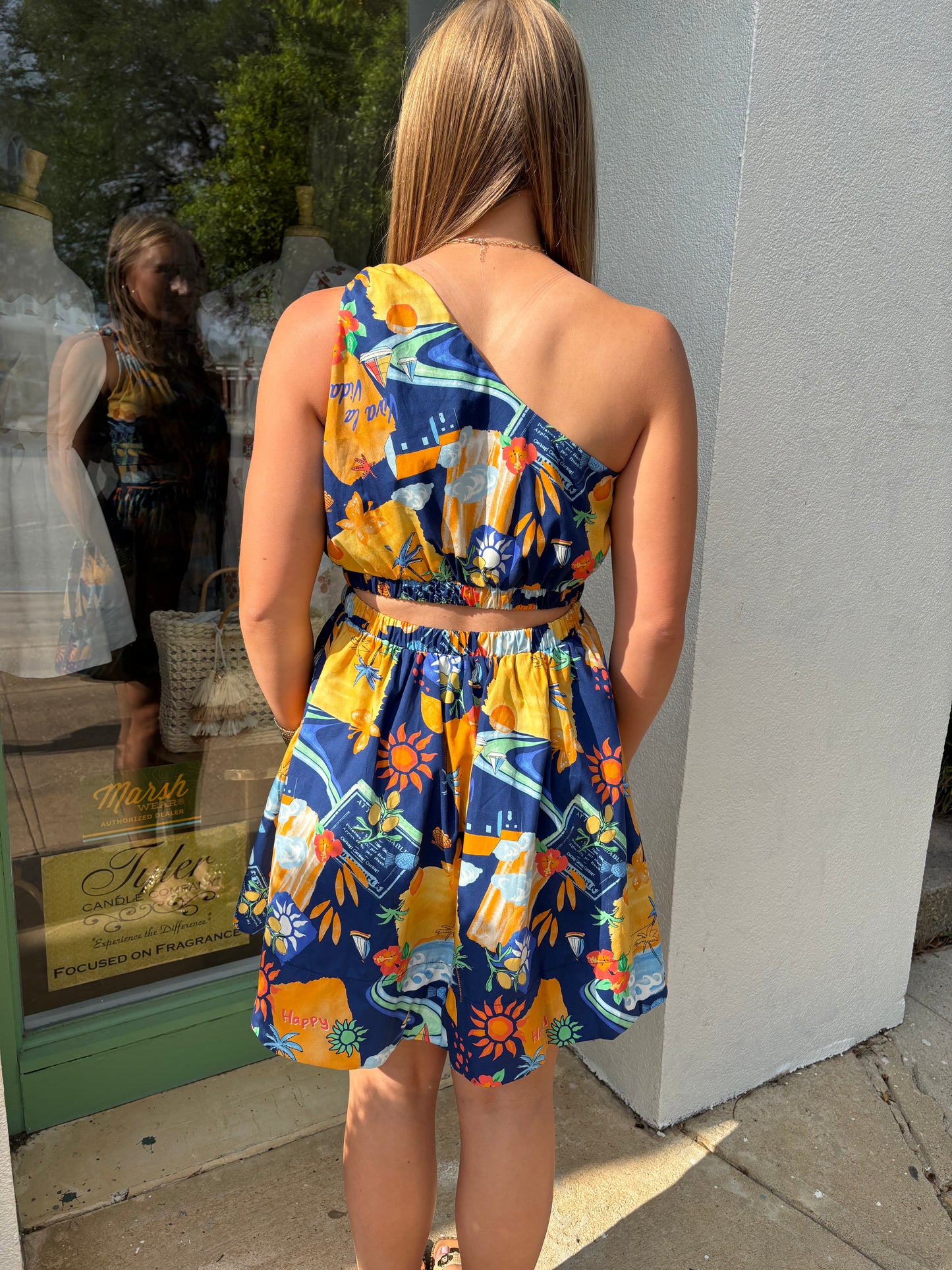 Mediterranean Escape One Shoulder Dress