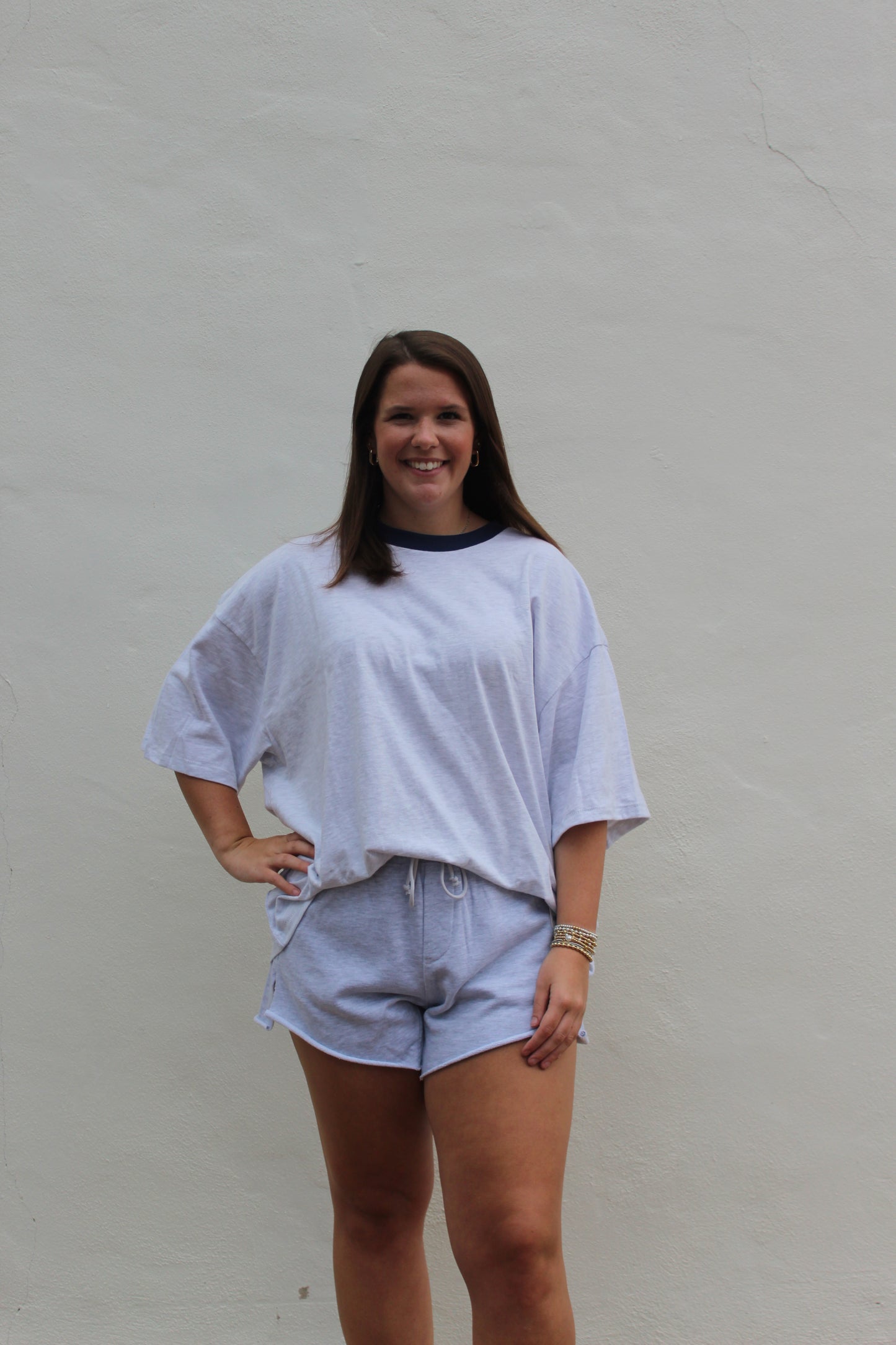 White Heather Grey Colorblock T