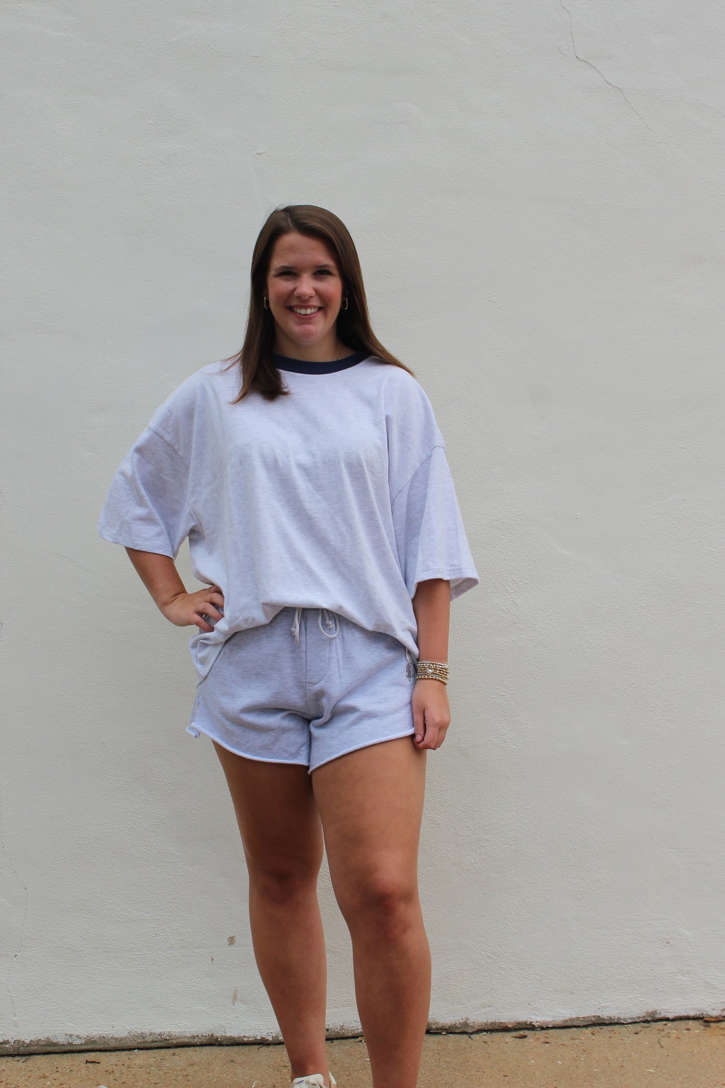 White Heather Grey Colorblock T
