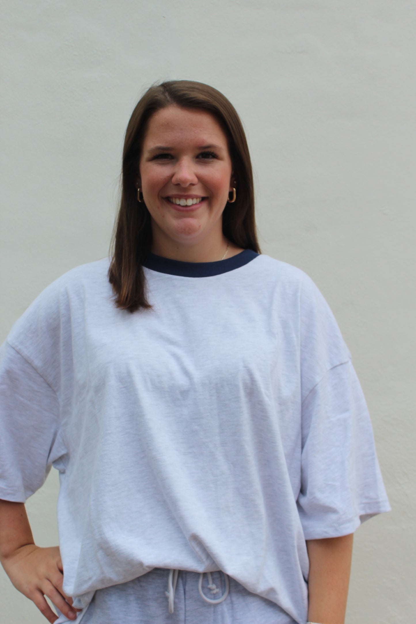 White Heather Grey Colorblock T