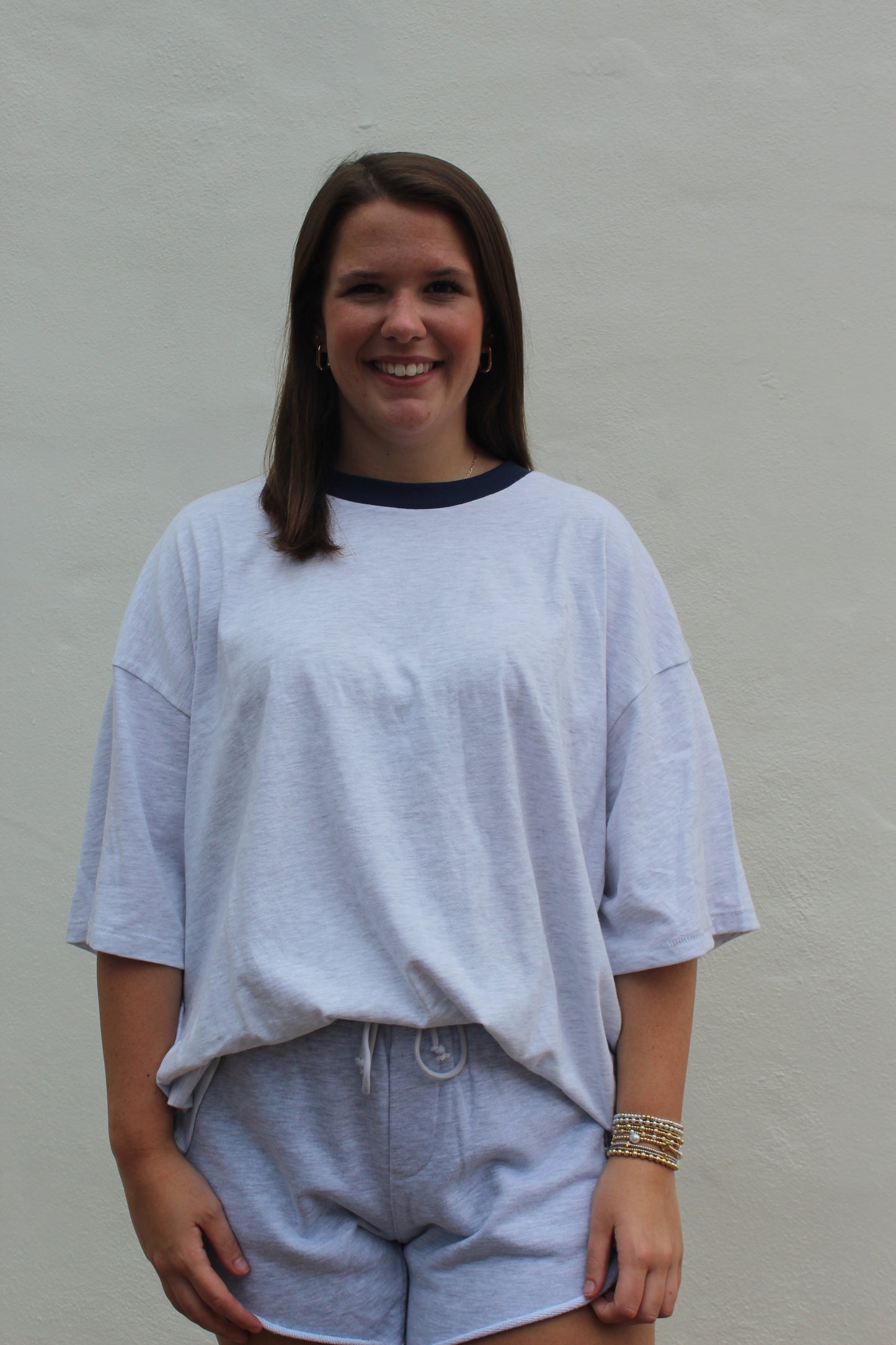 White Heather Grey Colorblock T