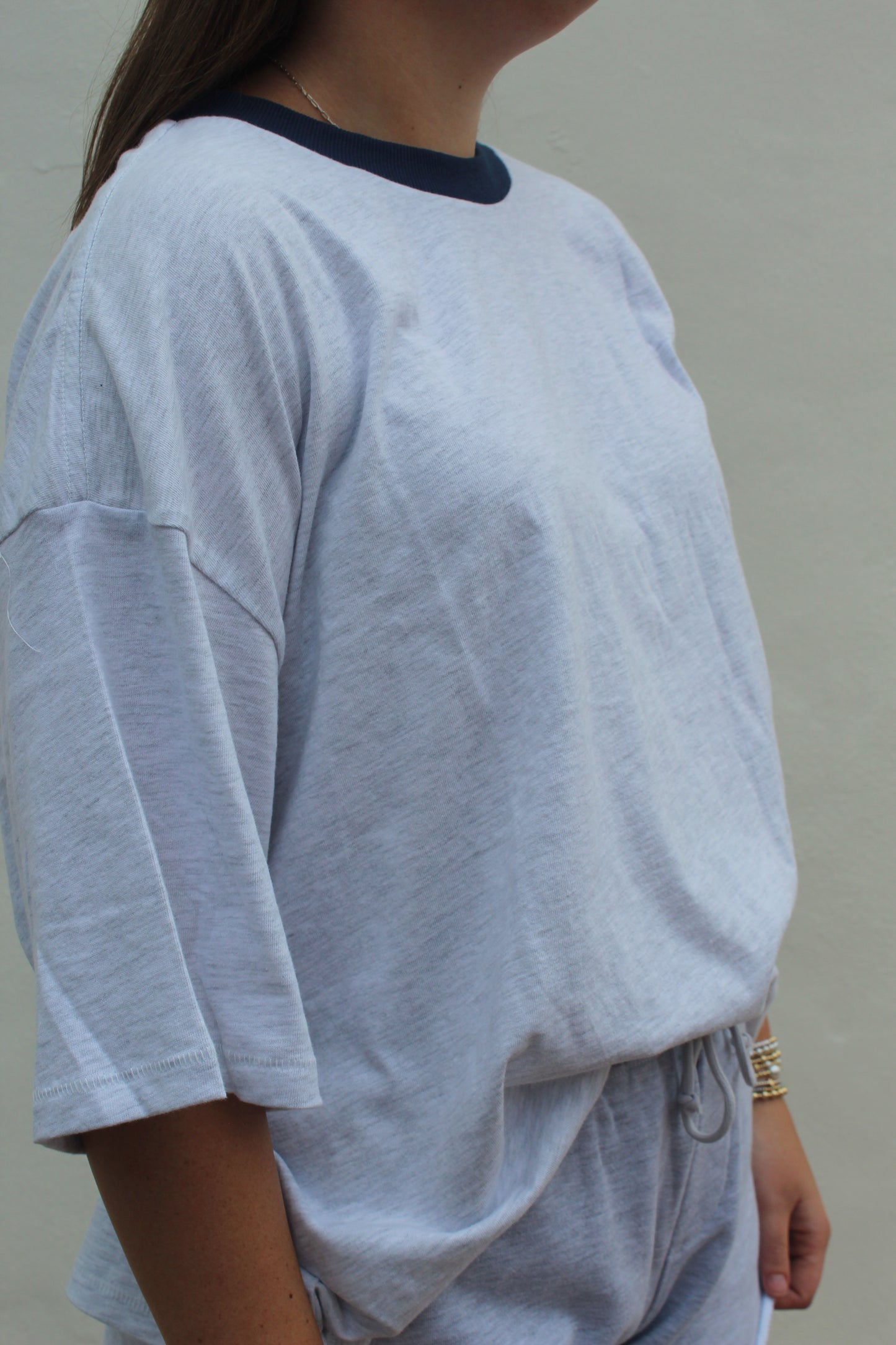 White Heather Grey Colorblock T
