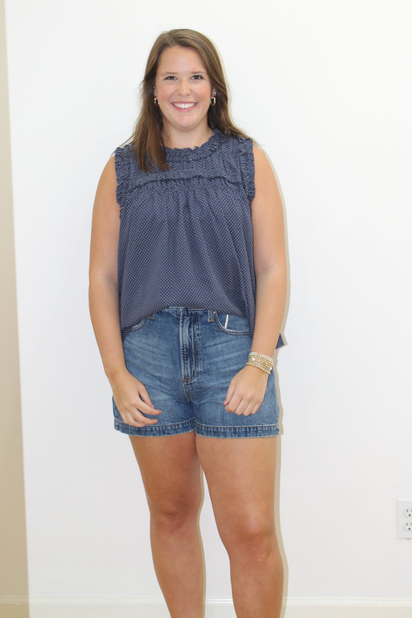 Navy Dotted Top