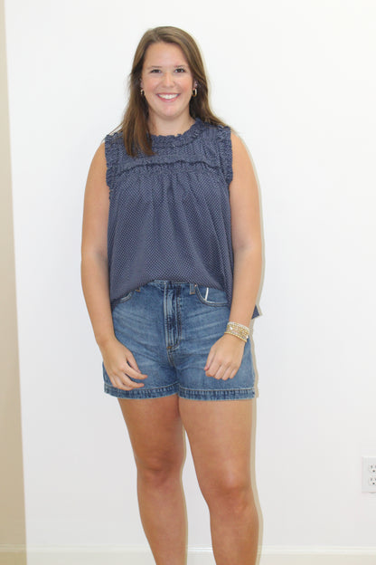 Navy Dotted Top