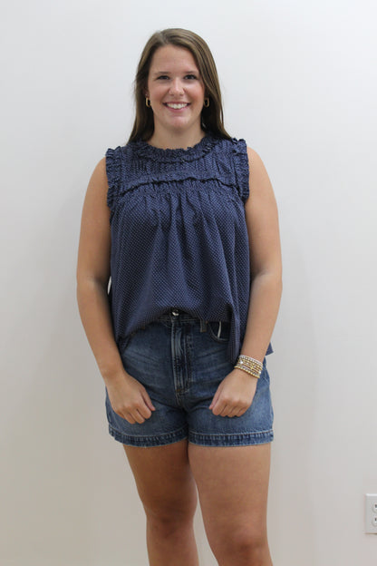 Navy Dotted Top