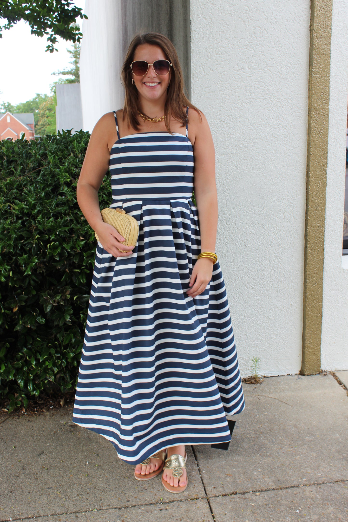 Navy Stripe Midi Dress