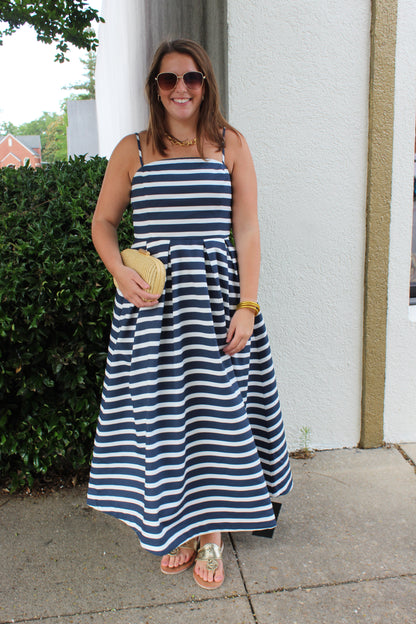Navy Stripe Midi Dress
