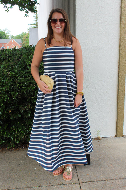 Navy Stripe Midi Dress