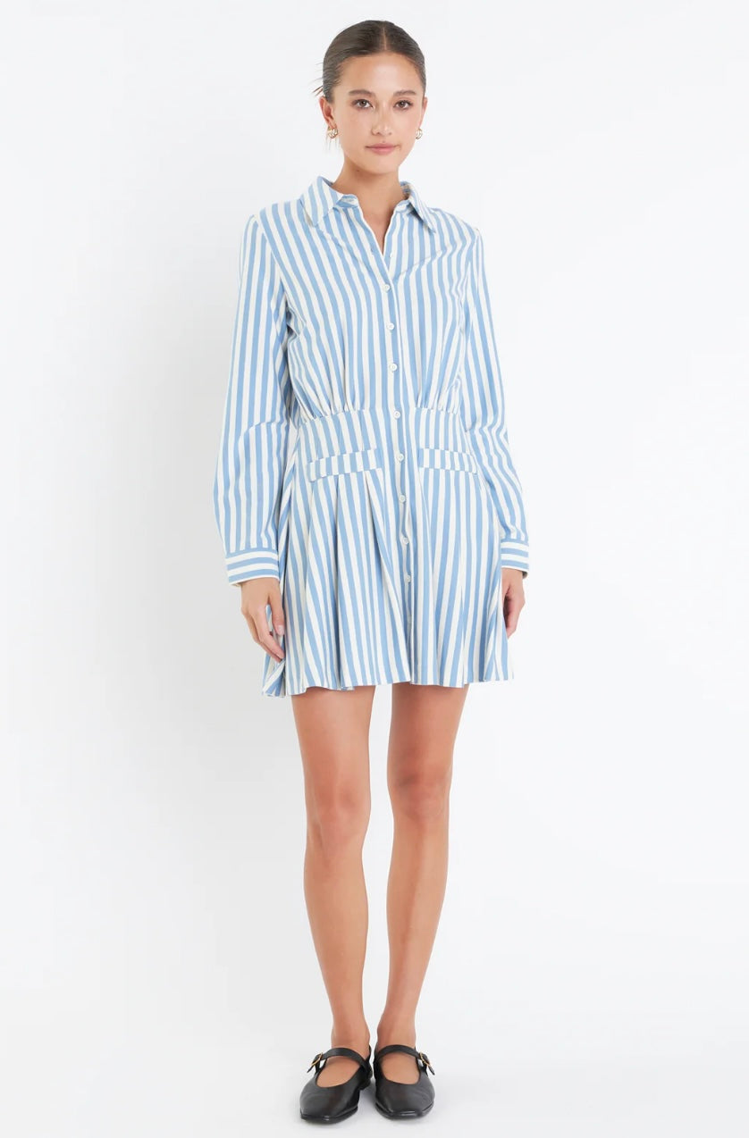 Striped Collar Mini Dress