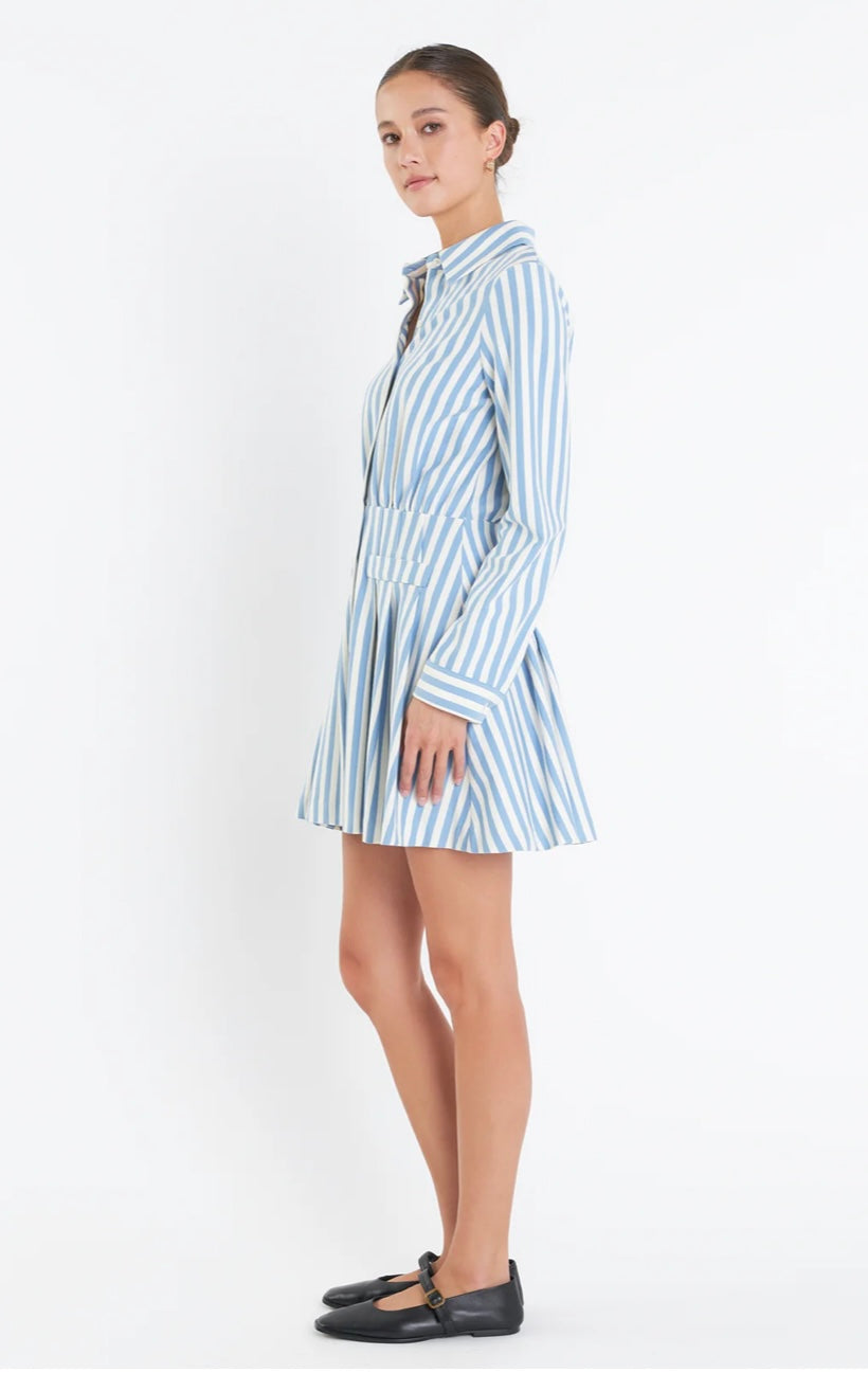 Striped Collar Mini Dress