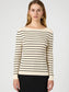 Classic cream Stripe crinkle knit top