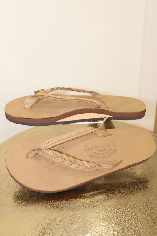 Flirty Braidy - Single Layer Premier Leather 1/2" Narrow Strap with Braid Sierra Brown