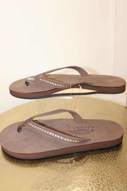Crystal Collection - Single Layer Arch Support Leather 1/2" Narrow Strap with Swarovski® Crystals