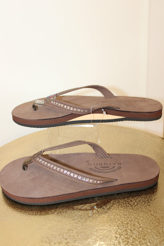 Crystal Collection - Single Layer Arch Support Leather 1/2" Narrow Strap with Swarovski® Crystals