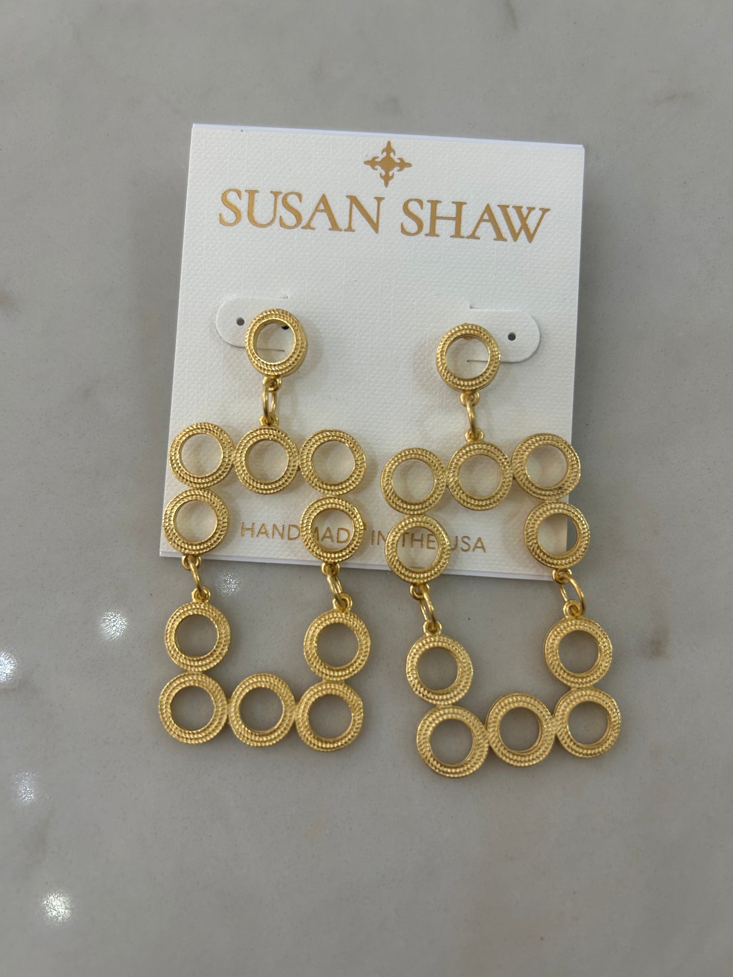 Susan Shaw Gold Rectangle Earrings