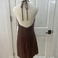 Brown Linen Halter Mini Dress
