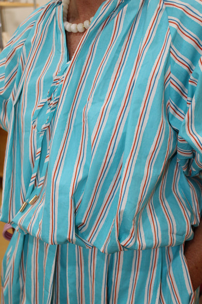 Blue Stripe Bubble Top