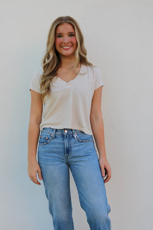 alanis recycled cotton v neck tee