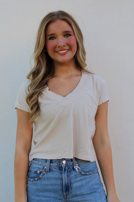 alanis recycled cotton v neck tee