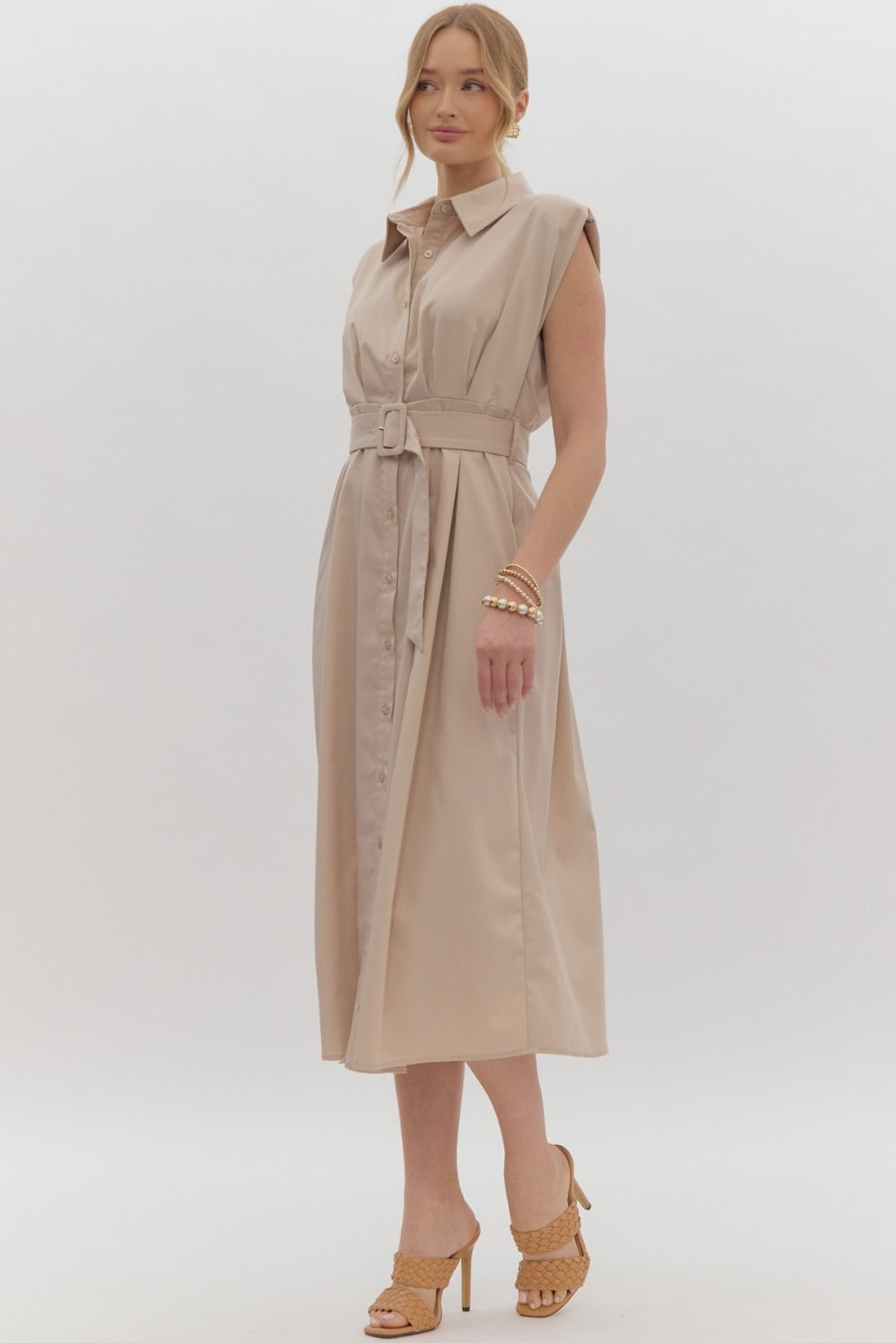 Tailored dress in Natural