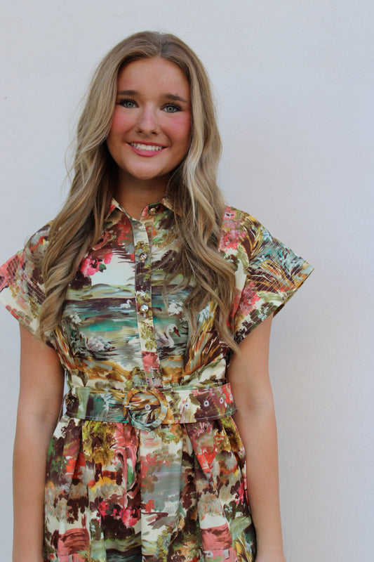Cottage Garden Shirt Midi Dress