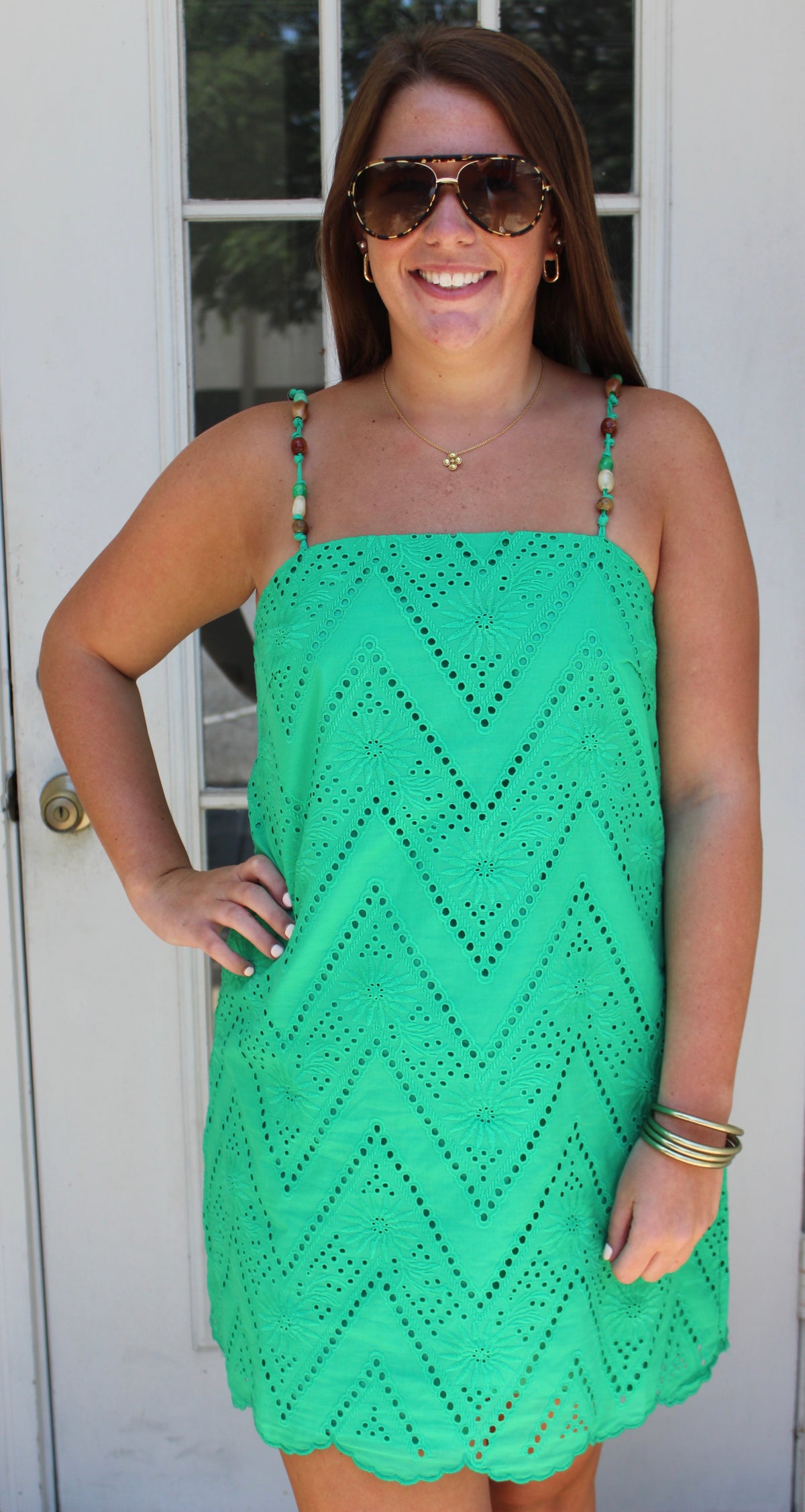 Inez Green Mini Dress