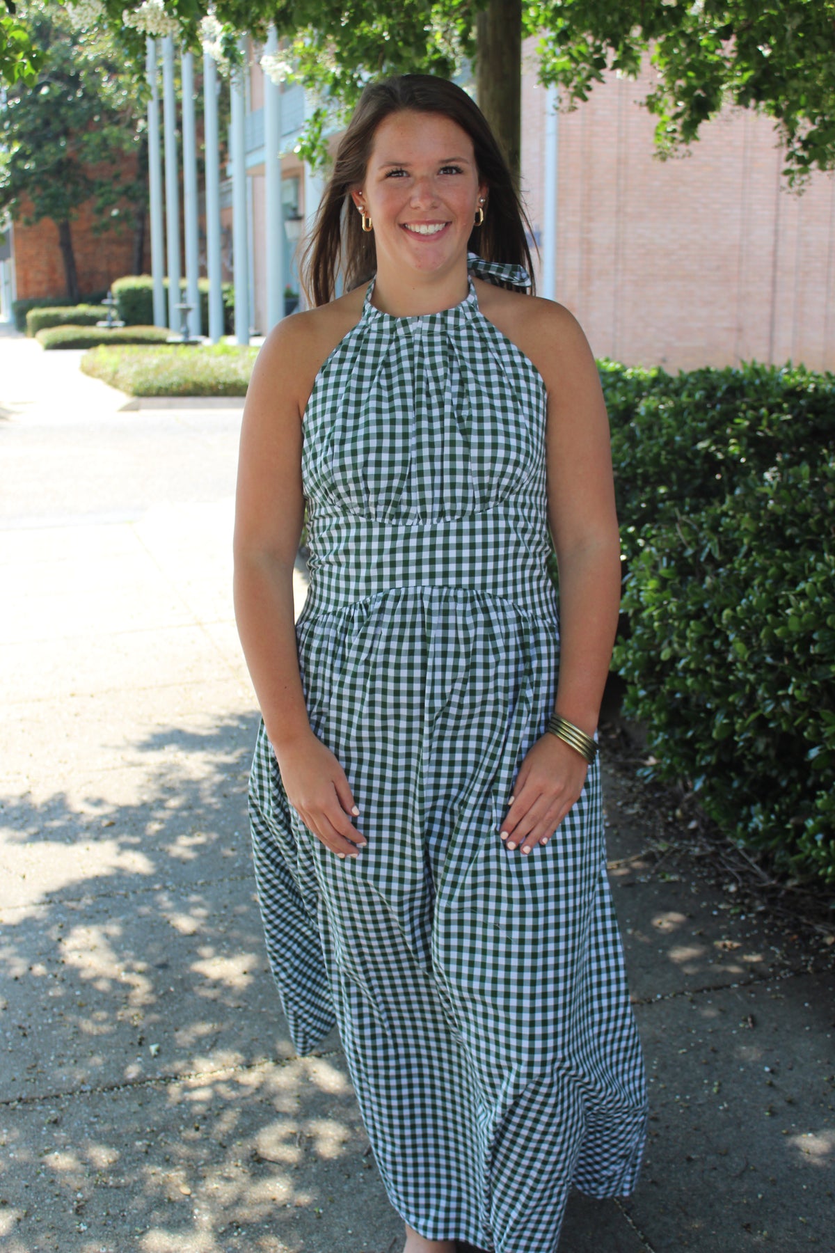 Rita Halter Dress Green Check