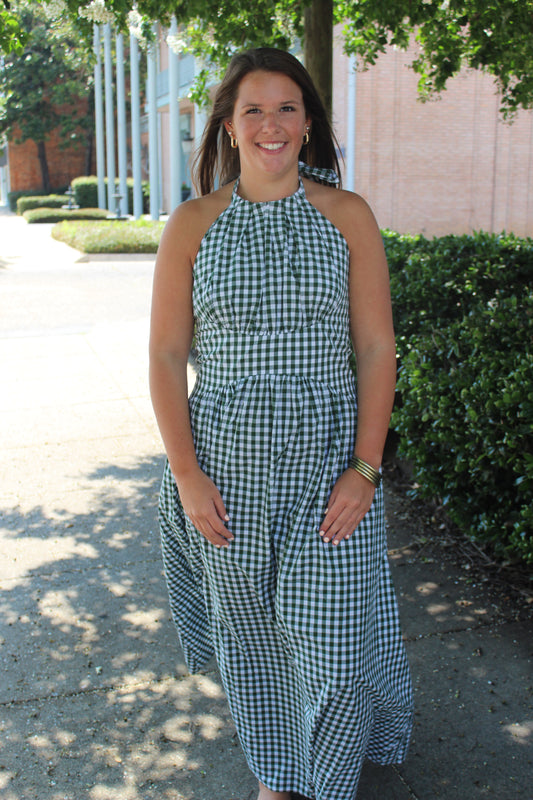 Rita Halter Dress Green Check