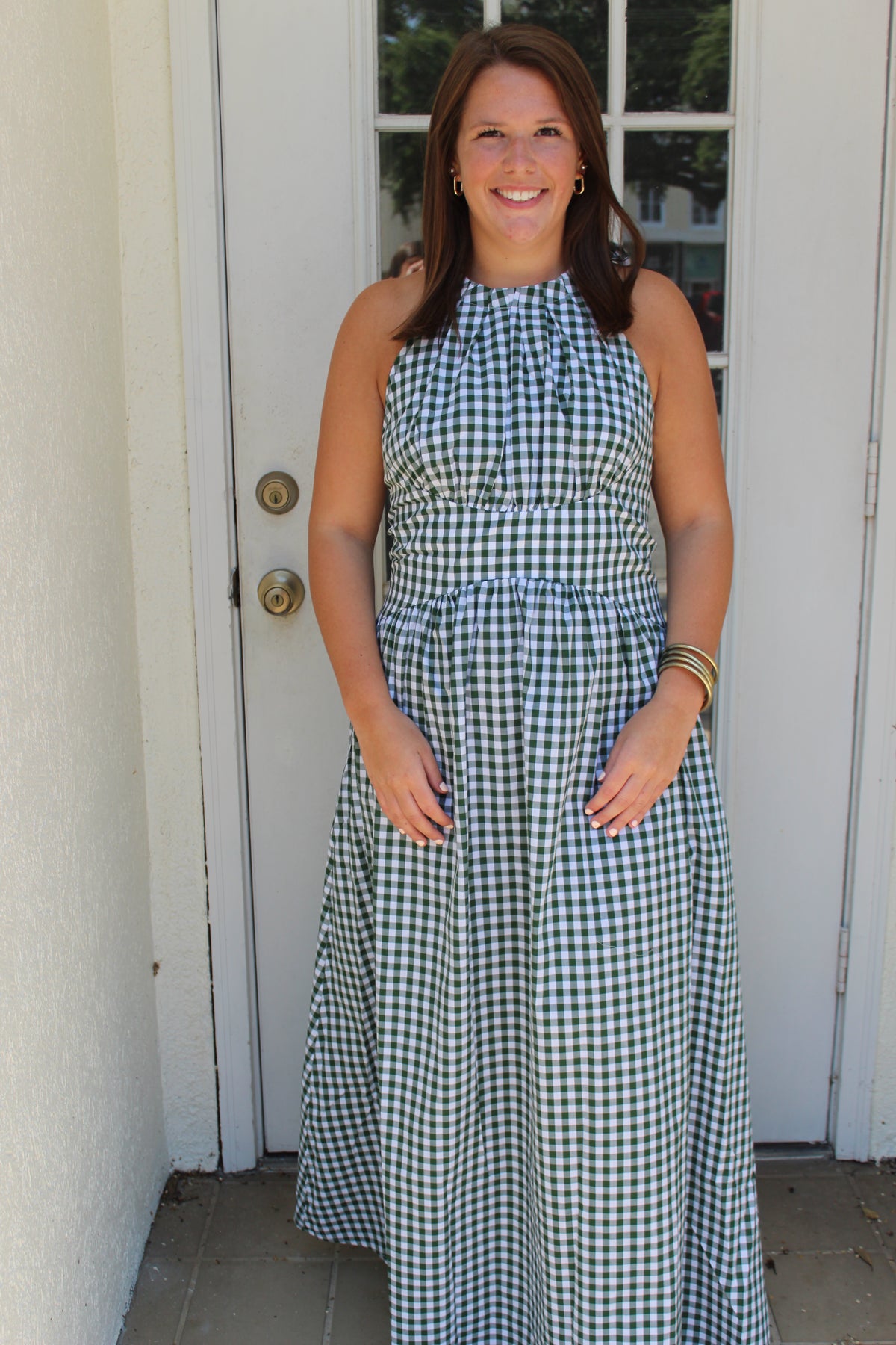Rita Halter Dress Green Check