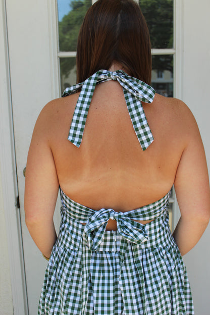 Rita Halter Dress Green Check