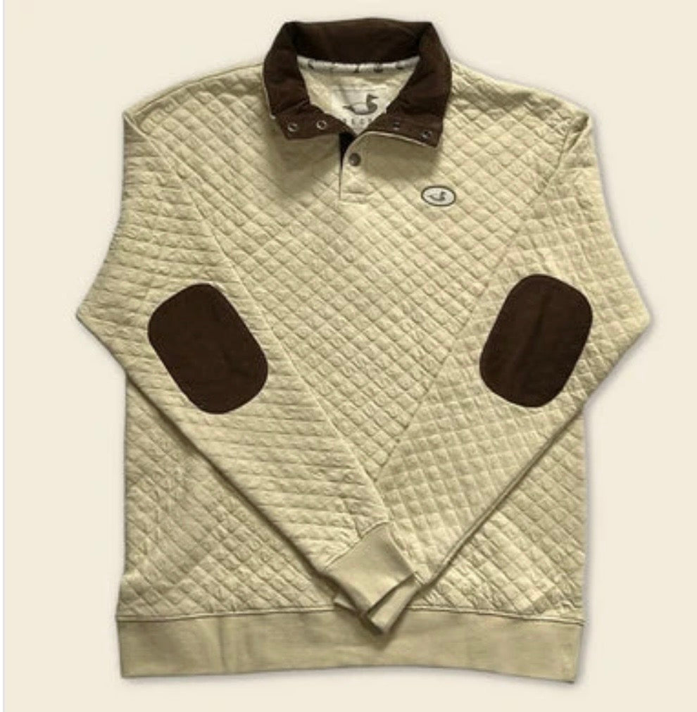 Decoy Apparel Mens Tryon Quilted Henley Oatmeal