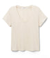 Hendrix Cotton Boxy V Neck Tee Bright Ivory