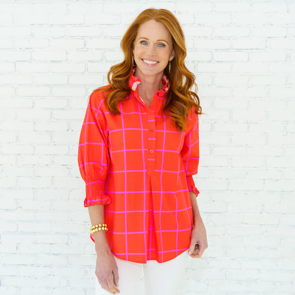 Kimberly Park Top Orange and Pink