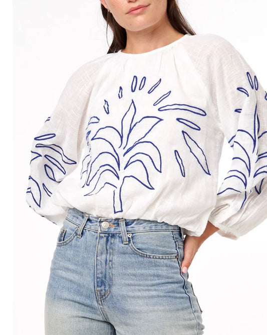 EMB Bishop Sleeve Bubble Top