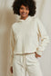 Beach Fleece Cut Off Hoodie Bright Ivory