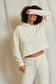 Beach Fleece Cut Off Hoodie Bright Ivory