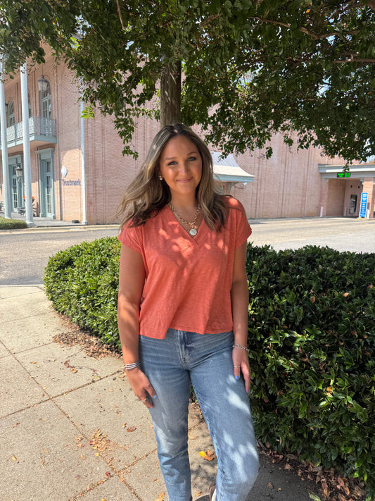 Dolman Vneck Tee in Harvest