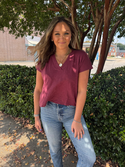 Dolman Vneck Tee China Rose