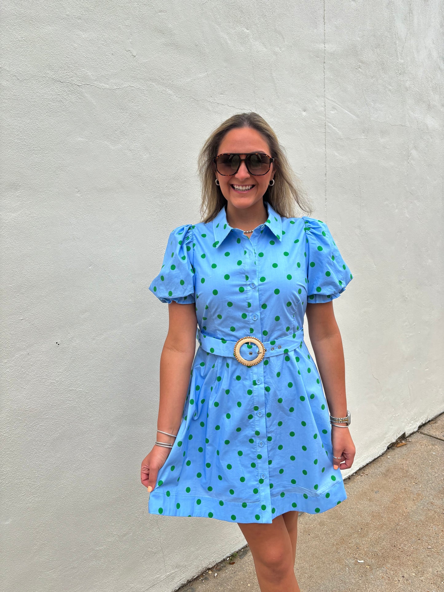 Blue/Green Polka Dot Dress