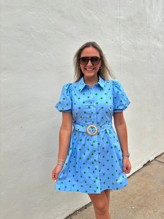 Blue/Green Polka Dot Dress
