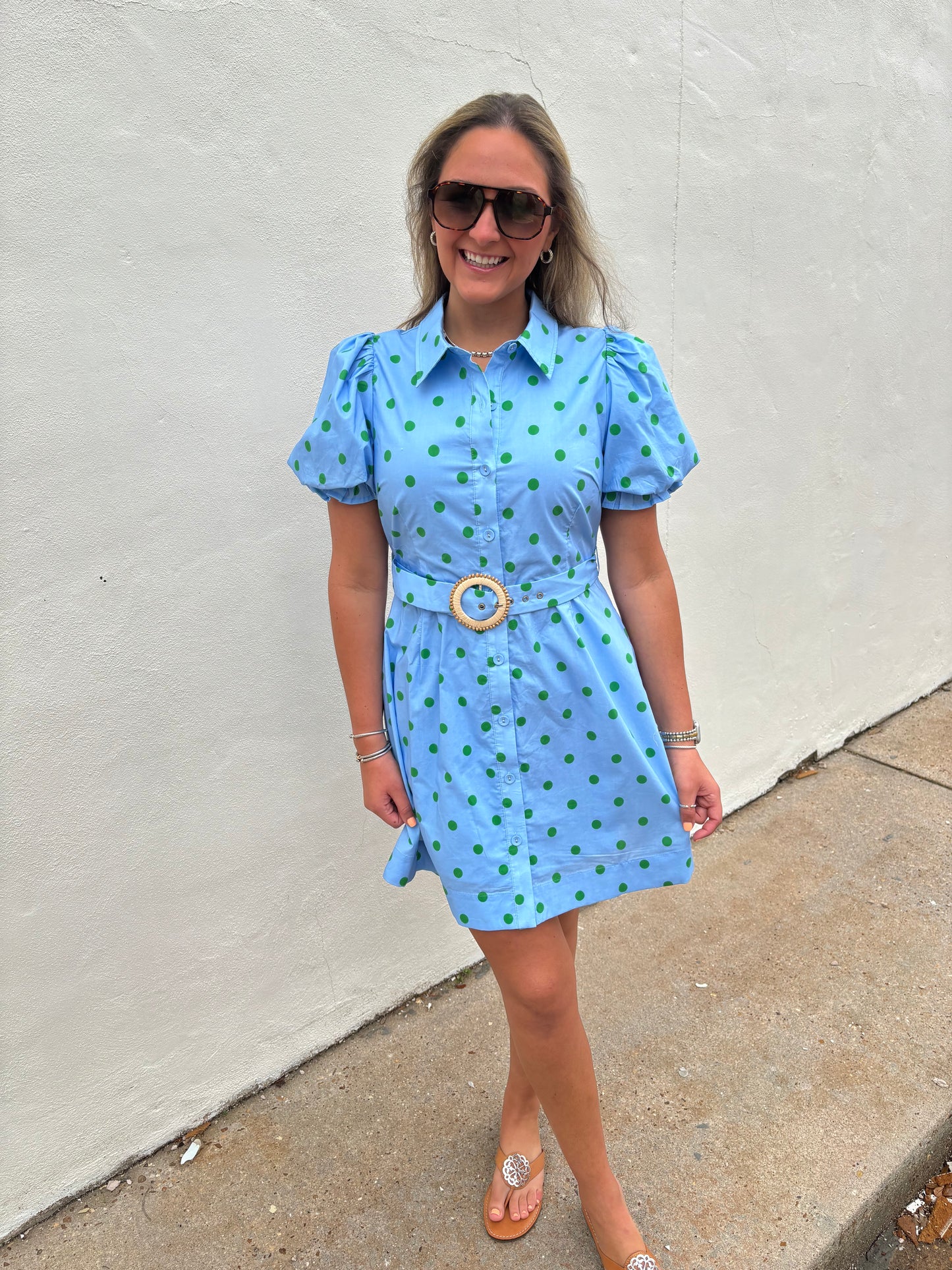 Blue/Green Polka Dot Dress