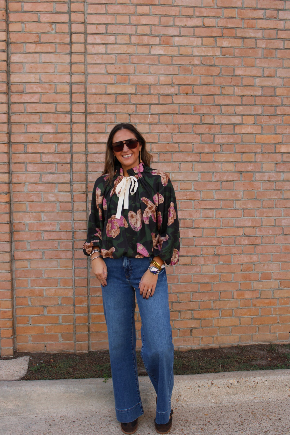 Floral Tie Neck Top