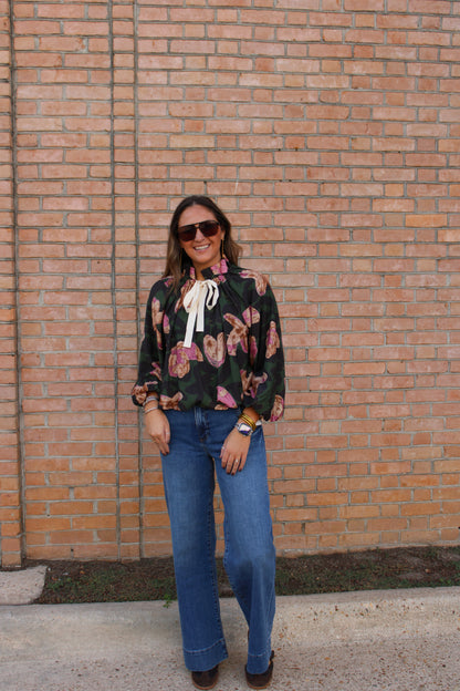 Floral Tie Neck Top