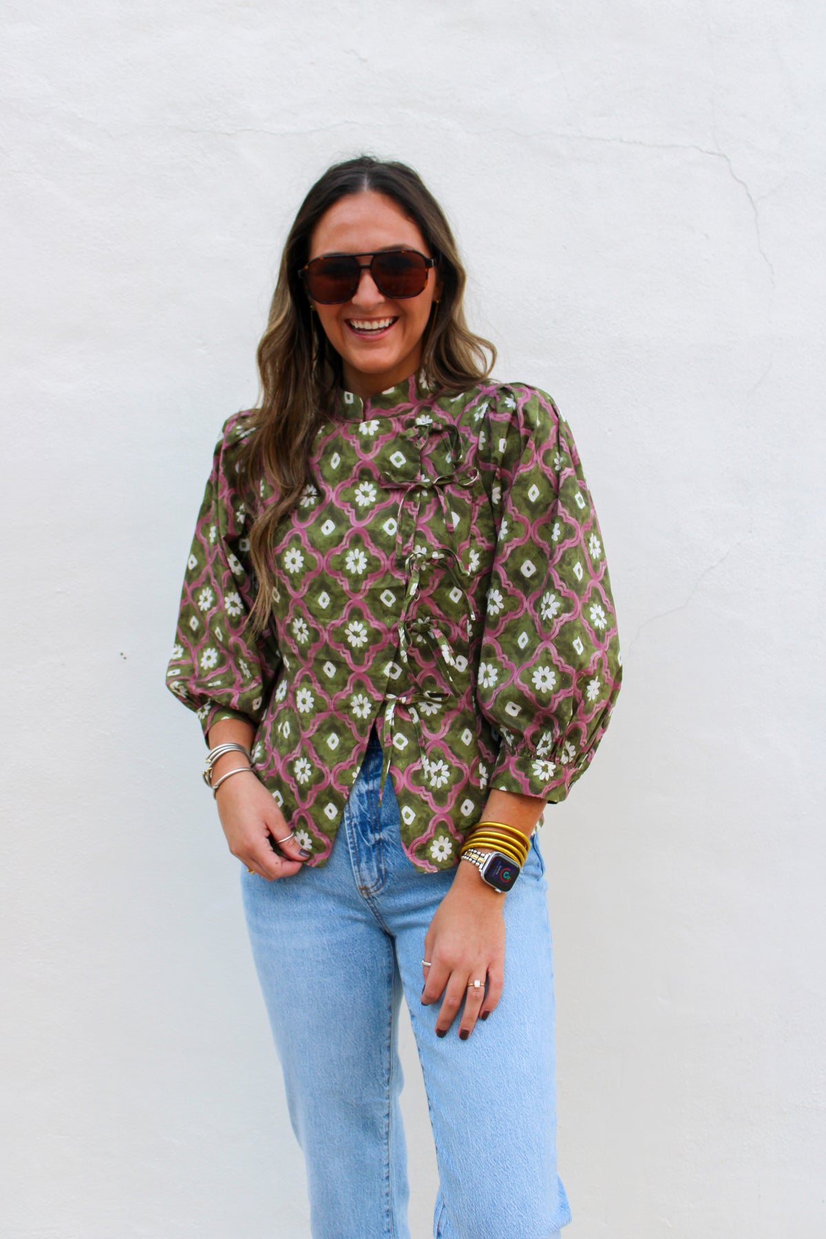 Olive Floral Top