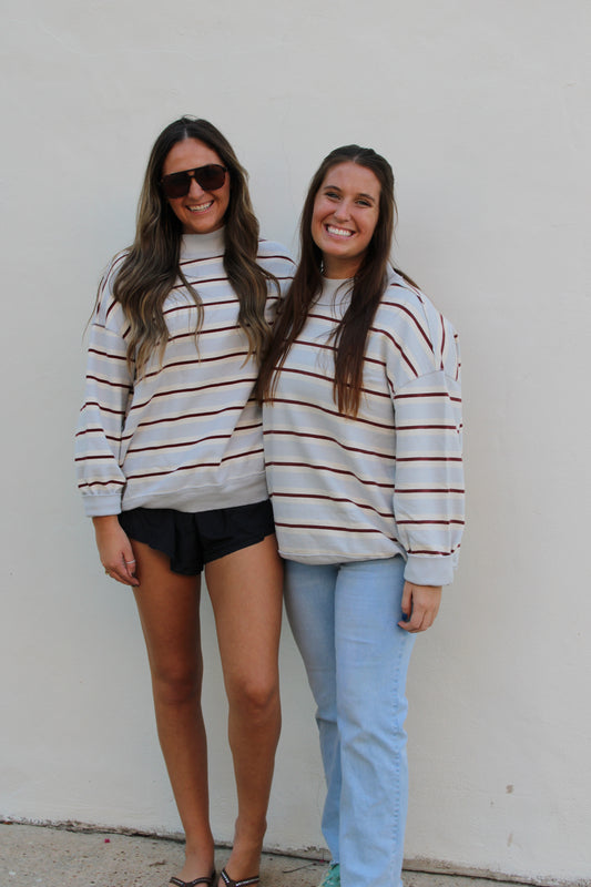 Palm Springs Striped Pullover Washed Blue Combo
