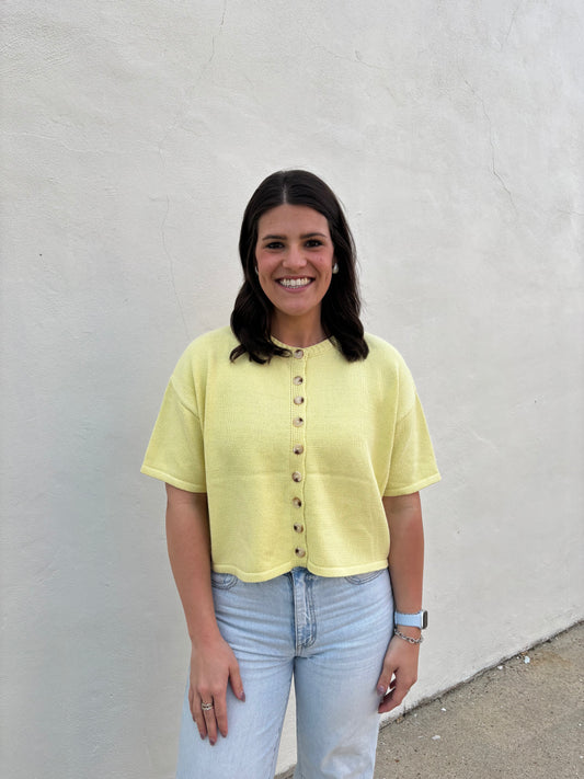 Spring button from sweater lemon
