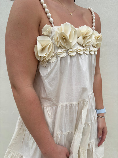 Floral Applique Cream Dress