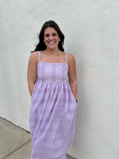 Embroidered Chiffon Sleeveless Midi Dress