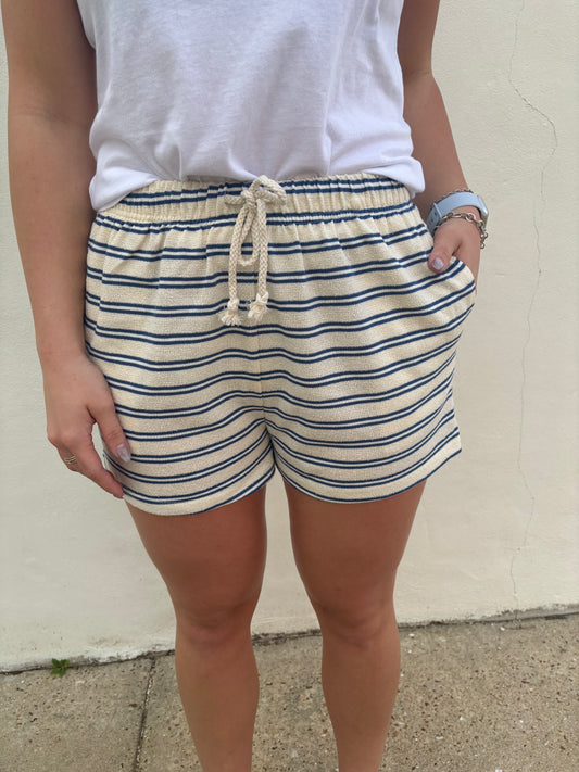 Striped Knit Shorts with Drawstring